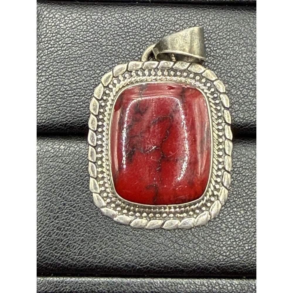 Vintage Sterling Silver Jasper Pendant 15 Grams 925 J26